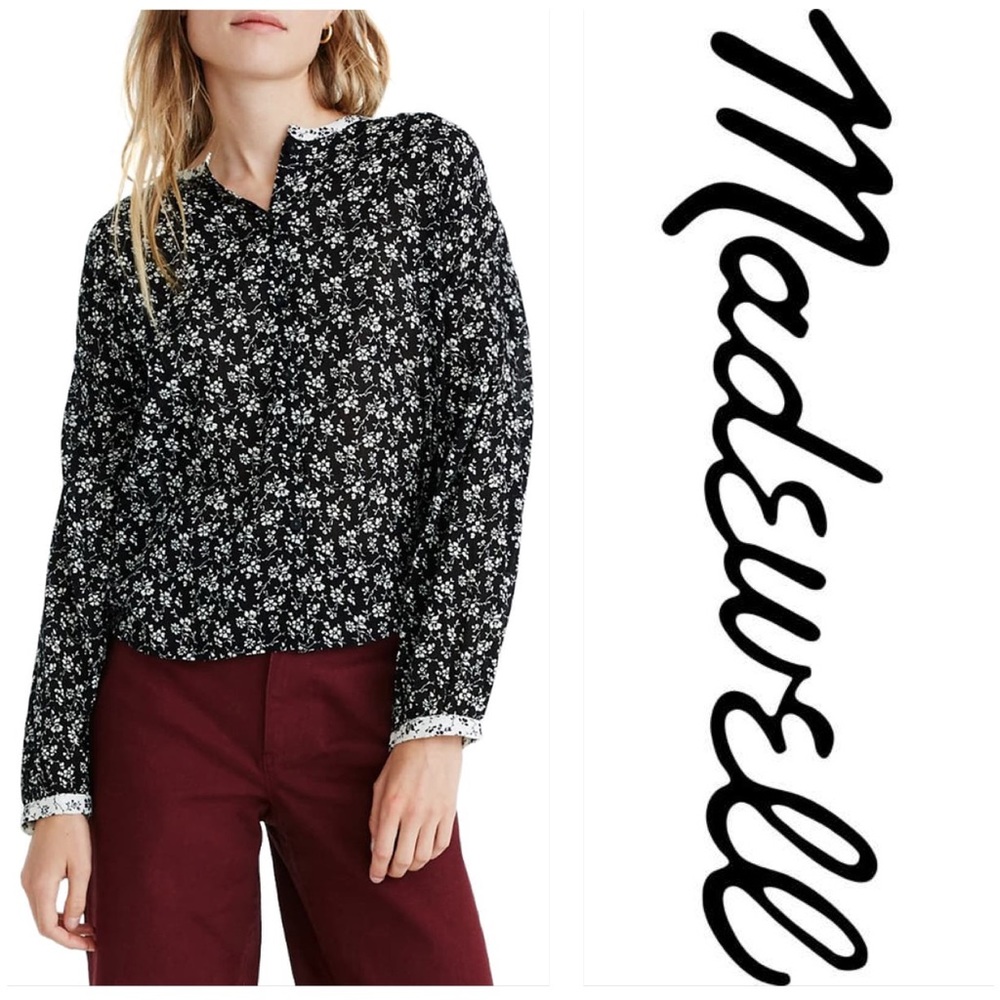 MADEWELL Branch Floral Mixed Print Meadow Top S. M